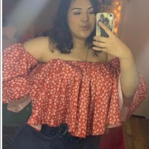 Red off the shoulder top